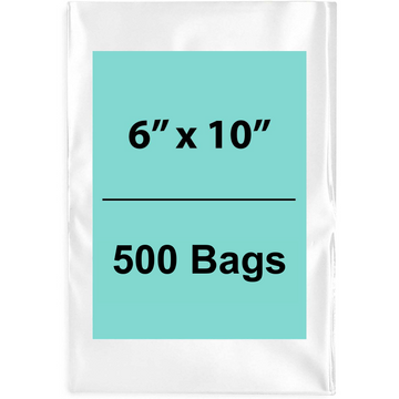 6X10 inches Clear Flat Poly Bags 1.5Mil Open Top (LDPE)